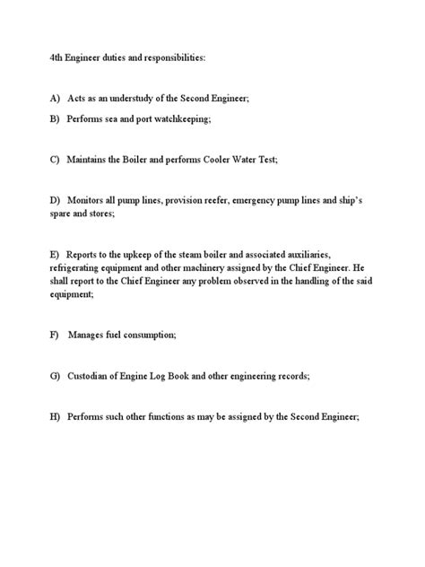 4th Engineer: Duties & Responsibilities [Updated 2024] .